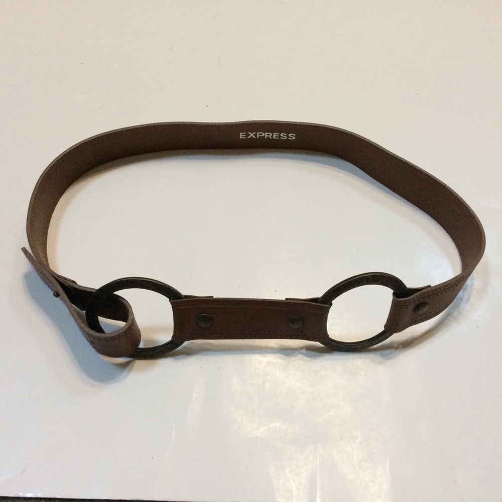 Express Brown Leather Ring Belt